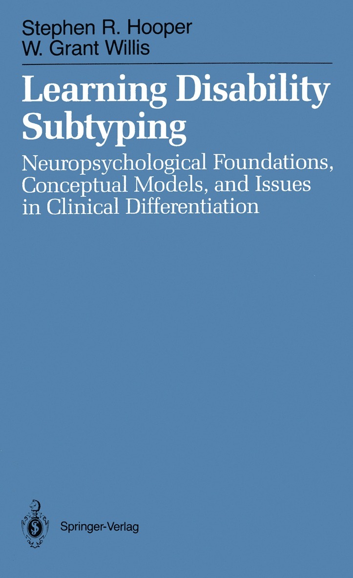 Stephen R. Hooper, W. Grant Willis - Learning Disability Subtyping, Häftad