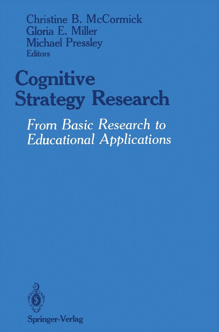 Christine B. McCormick, Gloria E. Miller, Michael Pressley - Cognitive Strategy Research, Häftad