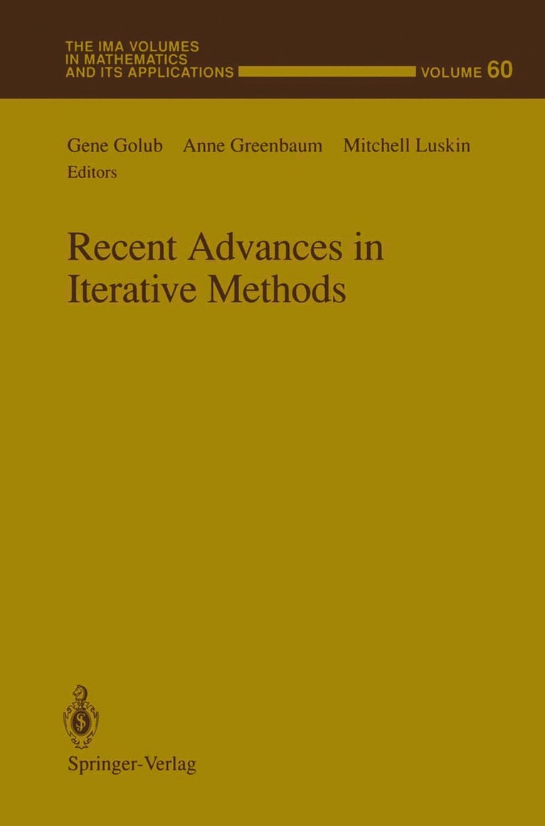 Gene Golub, Anne Greenbaum, Mitchell Luskin - Recent Advances in Iterative Methods, Häftad
