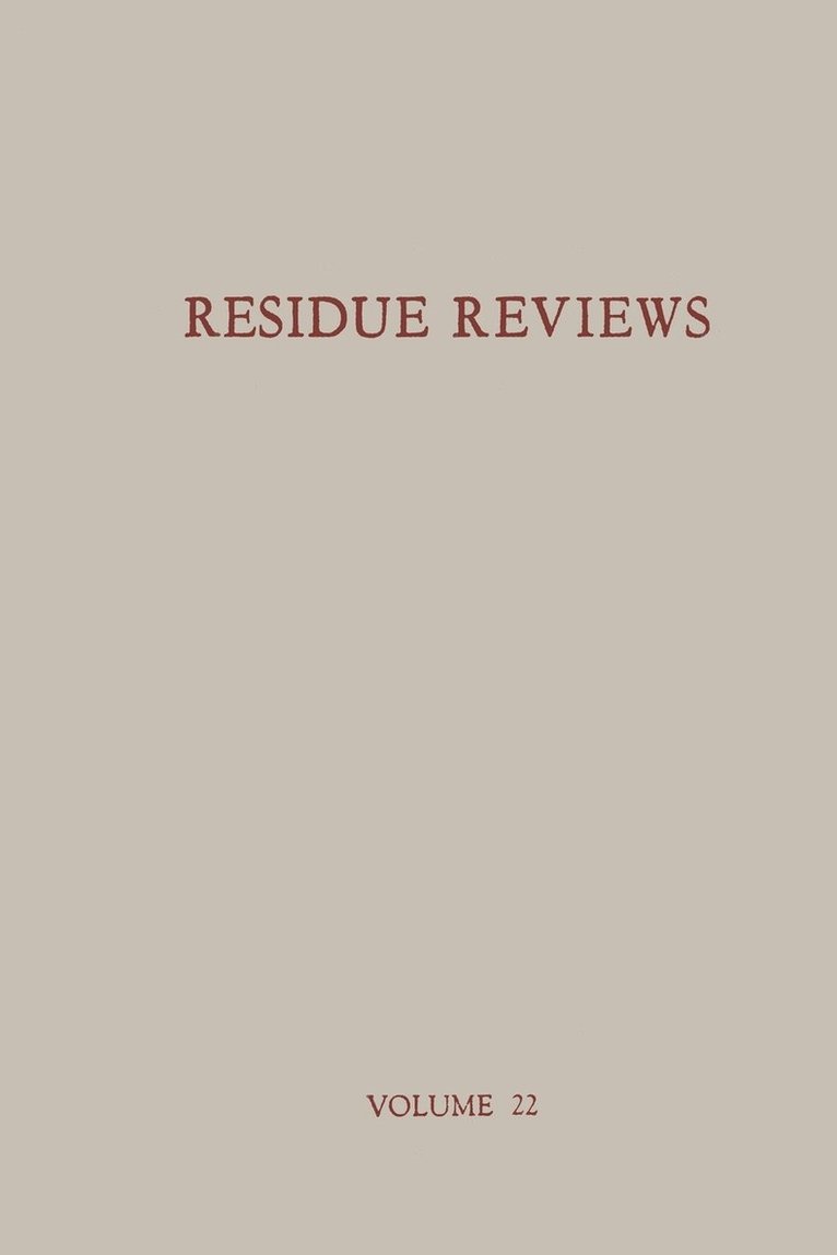 Residue Reviews / Rckstands-Berichte 1
