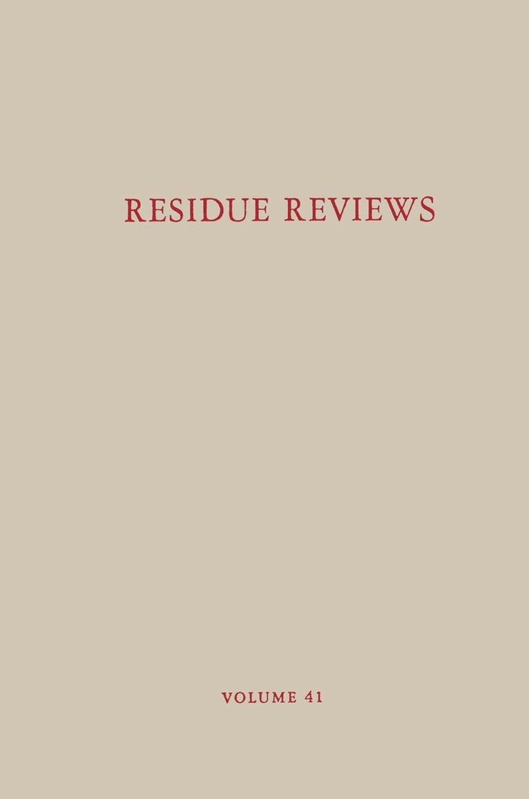 Residue Reviews / Rckstands-Berichte 1