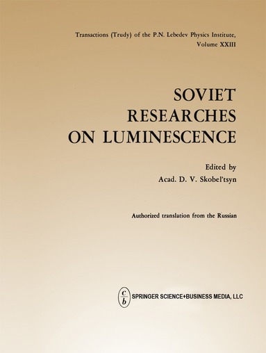 bokomslag Soviet Researches on Luminescence