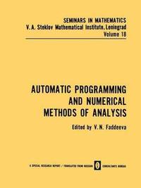 bokomslag Automatic Programming and Numerical Methods of Analysis