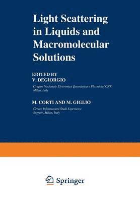 bokomslag Light Scattering in Liquids and Macromolecular Solutions