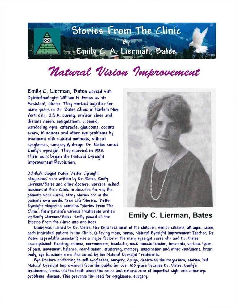 William H Bates, Bates Emily C a Lierman, William H. Bates, Bates Emily C. a. Lierman, Emily C. A. Lierman, Bates - Stories From The Clinic By Emily C. A. Lierman, Bates, Häftad