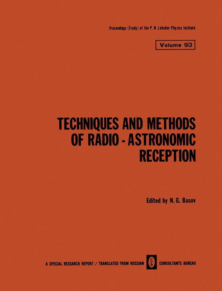 N. G. Basov - Techniques and Methods of Radio-Astronomic Reception, Häftad