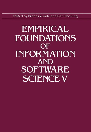 Pranas Zunde, D. Hocking - Empirical Foundations of Information and Software Science V, Häftad