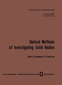 bokomslag Volume 25: Optical Methods of Investigating Solid Bodies