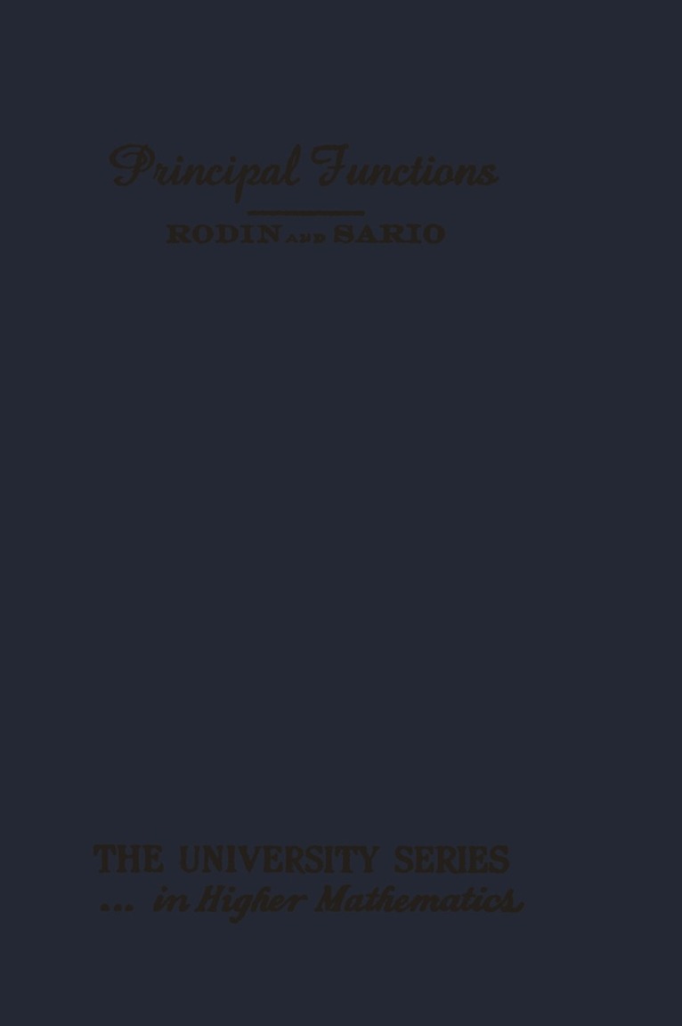 B. Rodin, L. Sario, M. Nakai - Principal Functions, Häftad
