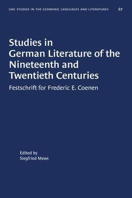 Studies in German Literature of the Nineteenth and Twentieth Centuries 1