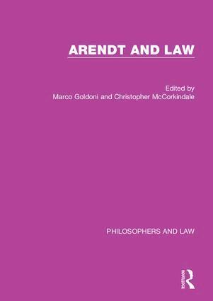 Marco Goldoni, Christopher McCorkindale - Arendt and Law, Inbunden