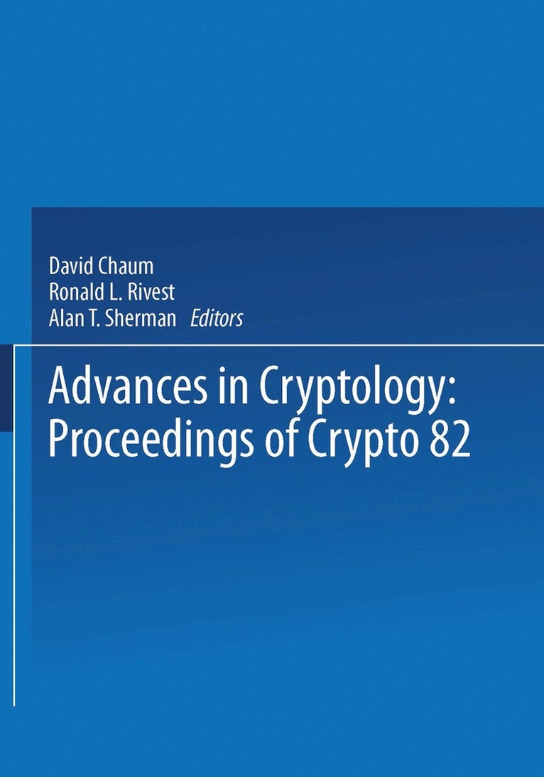 David Chaum - Advances in Cryptology, Häftad