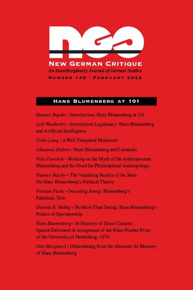 Hannes Bajohr - Hans Blumenberg at 101, Häftad