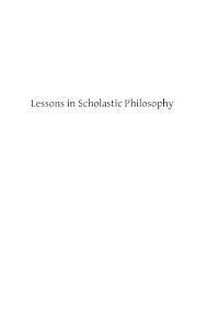 Lessons in Scholastic Philosophy 1