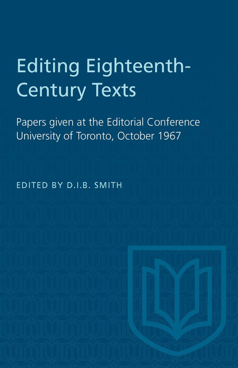 D.I.B. Smith, D. I. B. Smith, D I B Smith - Editing Eighteenth-Century Texts, Häftad