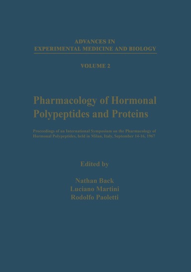 bokomslag Pharmacology of Hormonal Polypeptides and Proteins