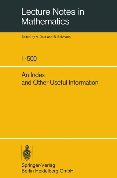 A. Dold, B. Eckmann - Index and Other Useful Information, Häftad