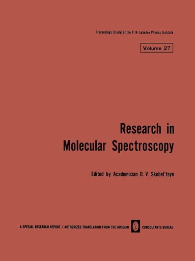 bokomslag Research in Molecular Spectroscopy / Issledovaniya Po Molekulyarnoi Spektroskopii / ccbah o yho t