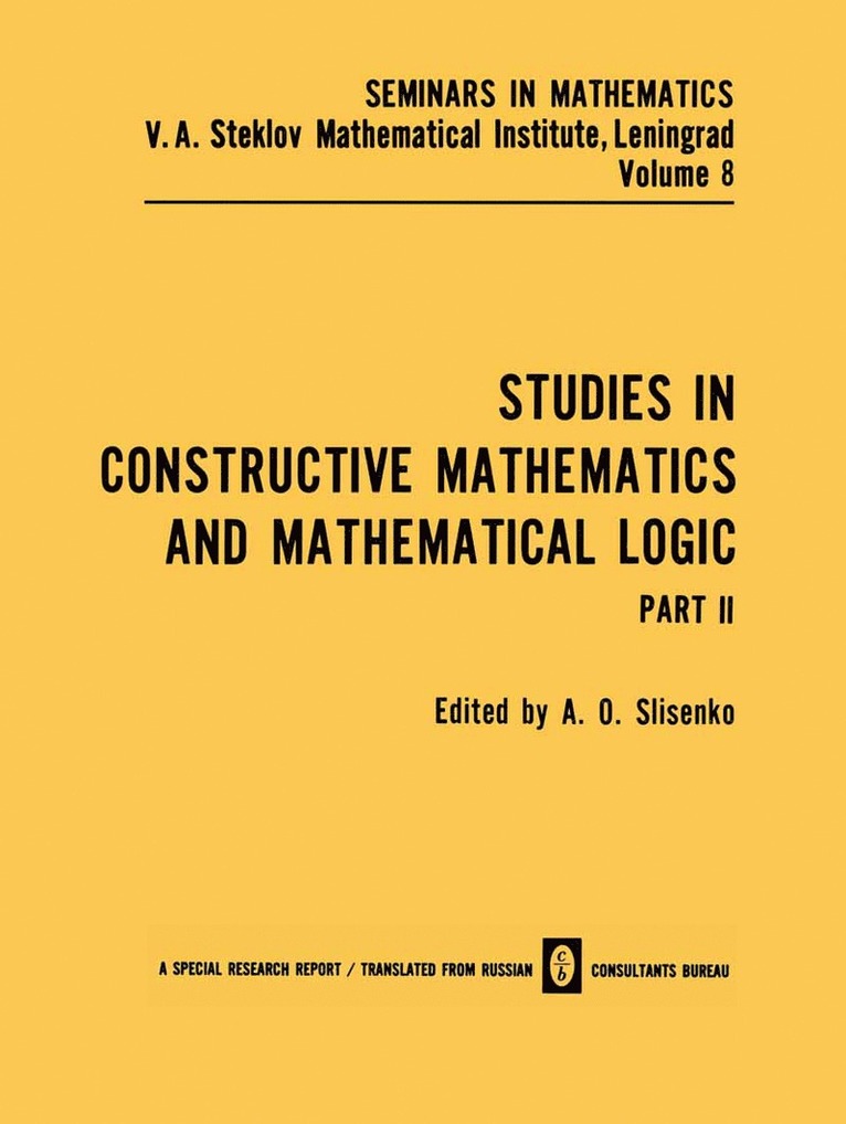 Studies in Constructive Mathematics and Mathematical Logic Part 2