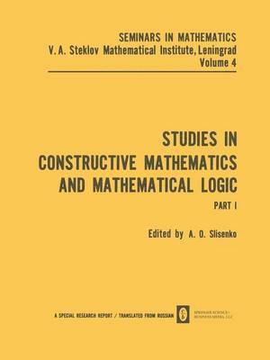bokomslag Studies in Constructive Mathematics and Mathematical Logic