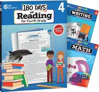 bokomslag 180 Days(tm) Reading, Writing and Math for Grade 4: 3-Book Set