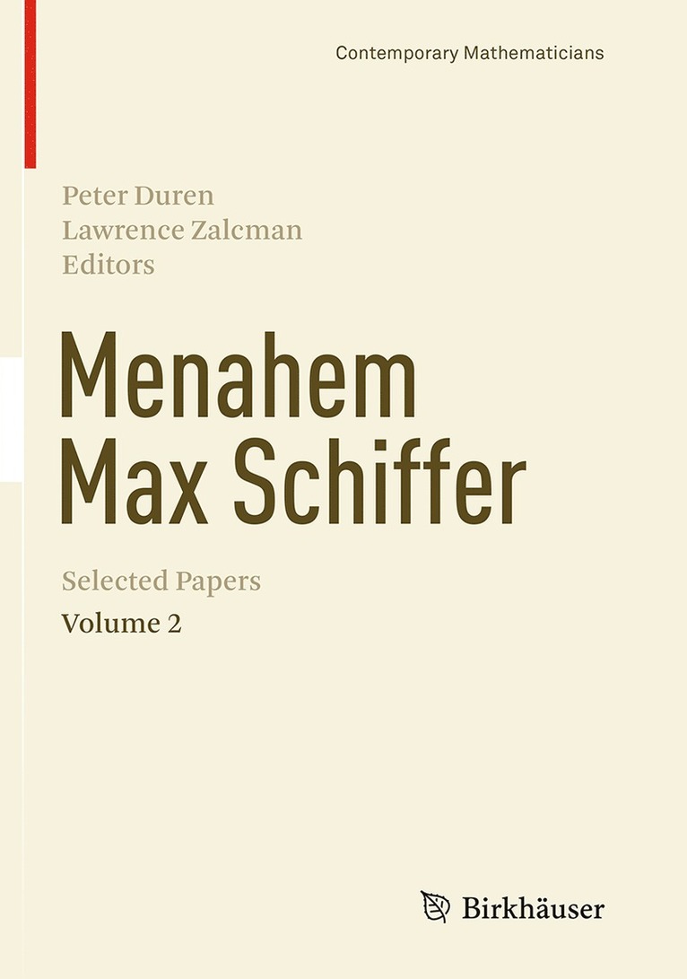 Peter Duren, Lawrence Zalcman - Menahem Max Schiffer: Selected Papers Volume 2, Häftad