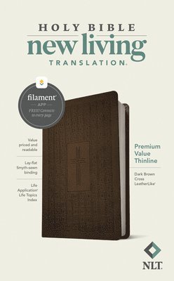 NLT Premium Value Thinline Bible, Filament-Enabled Edition (Leatherlike, Dark Brown Cross) 1