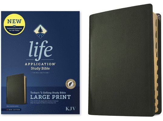 KJV Life Application Study Bible, Third Edition, Large Print (Genuine Leather, Black, Indexed, Red Letter) 1