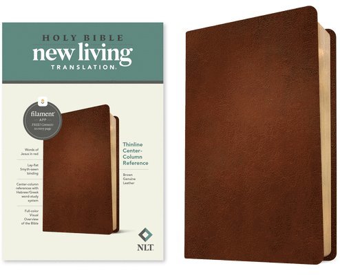 NLT Thinline Center-Column Reference Bible, Filament-Enabled Edition (Genuine Leather, Brown, Red Letter) 1