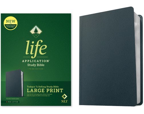 NLT Life Application Study Bible, Third Edition, Large Print (Genuine Leather, Navy Blue, Red Letter) 1