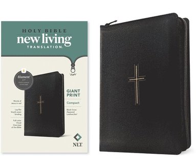 bokomslag NLT Compact Giant Print Zipper Bible, Filament-Enabled Edition (Leatherlike, Black Cross, Red Letter)