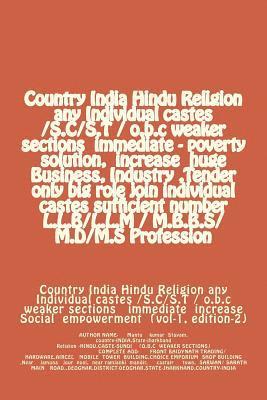 bokomslag Country India Hindu Religion any Individual castes /S.C/S.T / o.b.c weaker sections immediate - poverty solution, increase huge Business, Industry, Te