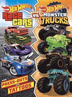 Hot Wheels: Race Cars vs. Monster Trucks: 100% Officially Licensed by Mattel, Activities, Tattoos, & Press-Out Cards for Kids Ages 4 to 8 1