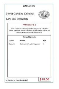 bokomslag North Carolina Criminal Law And Procedure-Pamphlet # 4