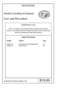 bokomslag North Carolina Criminal Law and Procedure-Pamphlet # 5