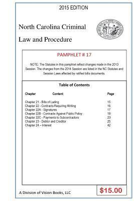 Tony Rivers Sr - North Carolina Criminal Law and Procedure-Pamphlet 17, Häftad