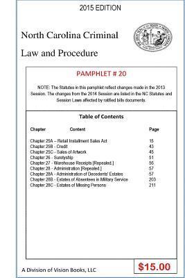 North Carolina Criminal Law and Procedure-Pamphlet 20 1