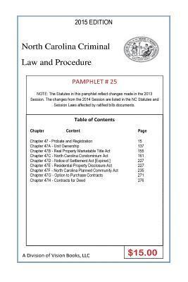 Tony Rivers Sr - North Carolina Criminal Law and Procedure-Pamphlet 25, Häftad