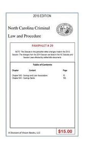 bokomslag North Carolina Criminal Law and Procedure-Pamphlet 29