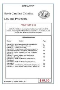 bokomslag North Carolina Criminal Law and Procedure-Pamphlet 31