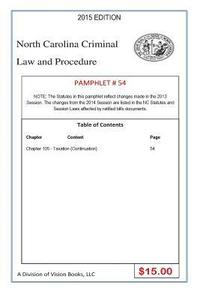 bokomslag North Carolina Criminal Law and Procedure-Pamphlet 54