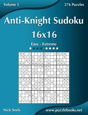 bokomslag Anti-Knight Sudoku 16x16 - Easy to Extreme - Volume 5 - 276 Puzzles