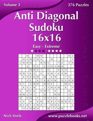 Anti Diagonal Sudoku 16x16 - Easy to Extreme - Volume 2 - 276 Puzzles 1