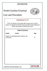 bokomslag North Carolina Criminal Law and Procedure-Pamphlet 77