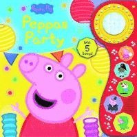 bokomslag Peppa Pig - Peppas Party - Soundbuch mit Lichteffekt - interaktives Pappbilderbuch mit leuchtendem Kristall-Licht und je 5 zauberhaften Geräuschen und Liedern - Peppa Wutz