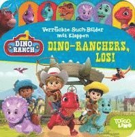 bokomslag Dino Ranch - Verrückte Such-Bilder mit Klappen - Dino-Ranchers, los! - Pappbilderbuch mit 17 Klappen - Wimmelbuch für Kinder ab 18 Monaten