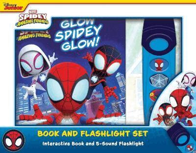 P I kids - Disney Junior Marvel Spidey Glow Spidey Book & 5 Sound Flashlight, Inbunden