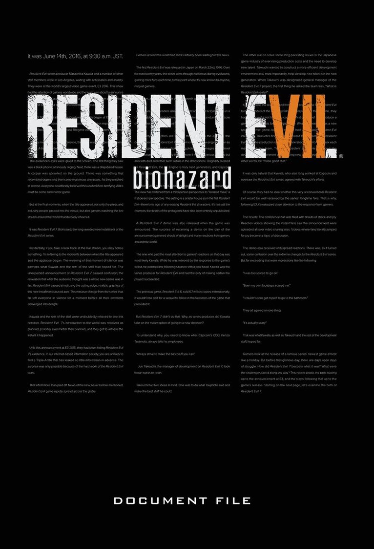 Resident Evil 7: Biohazard Document File 1