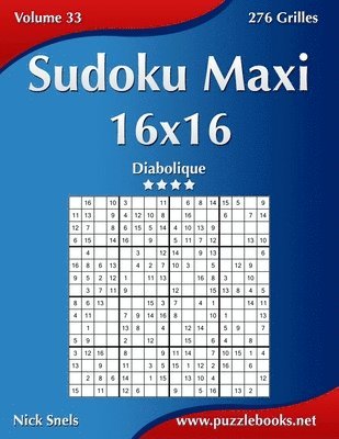 Sudoku Maxi 16x16 - Diabolique - Volume 33 - 276 Grilles 1