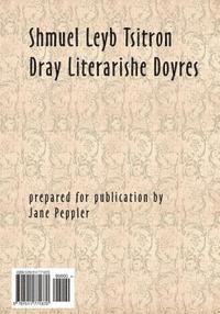 bokomslag Dray Literarishe Doyres